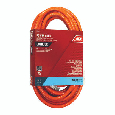 Ace Indoor and Outdoor 50 ft. L Orange Extension Cord 14/3 SJTW