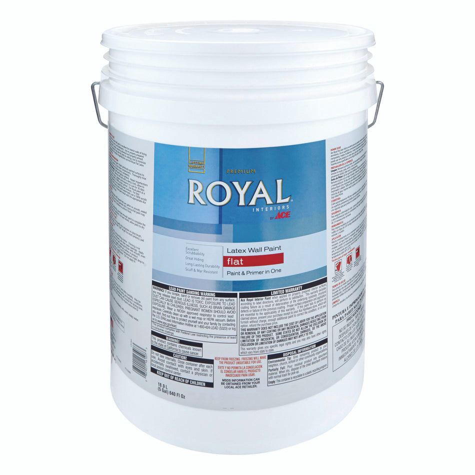 Ace Royal Flat Ultra White Vinyl Acetate/Ethylene Paint Indoor 5 gal.