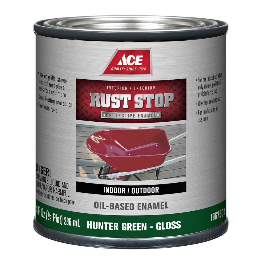 Ace Rust Stop Indoor and Outdoor Gloss Hunter Green Rust Prevention Paint 1/2 pt.