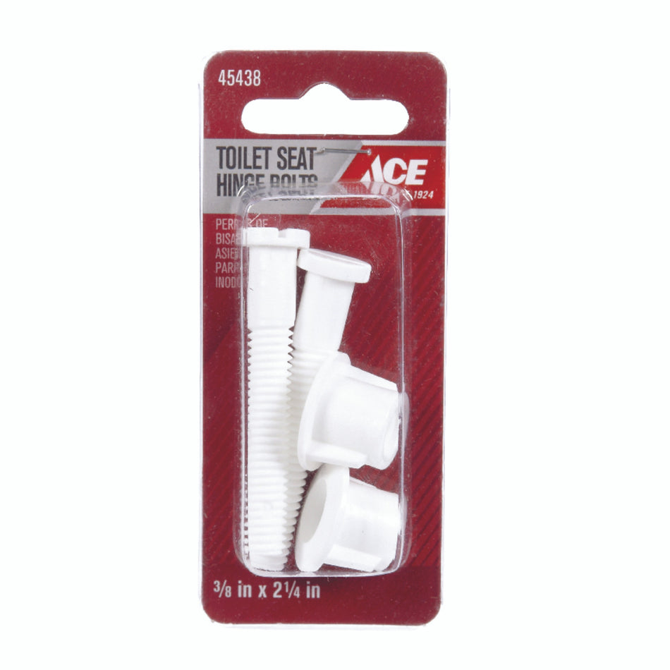 Ace Toilet Seat Hinge Bolts White Plastic
