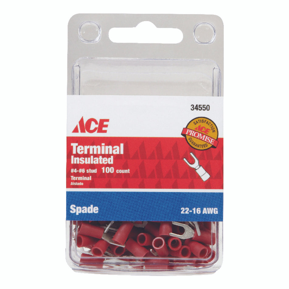 TERMINAL SPADE 22-18 AWG 4-6 STUD 100 PACK