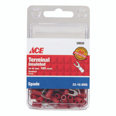 Terminal Spade 22-18 AWG 4-6 Stud 100 Pack