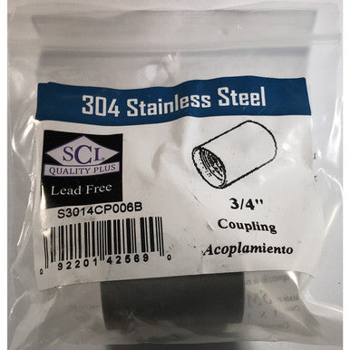 Smith-Cooper 3/4 in. FPT x 3/4 in. Dia. FPT Stainless Steel Coupling