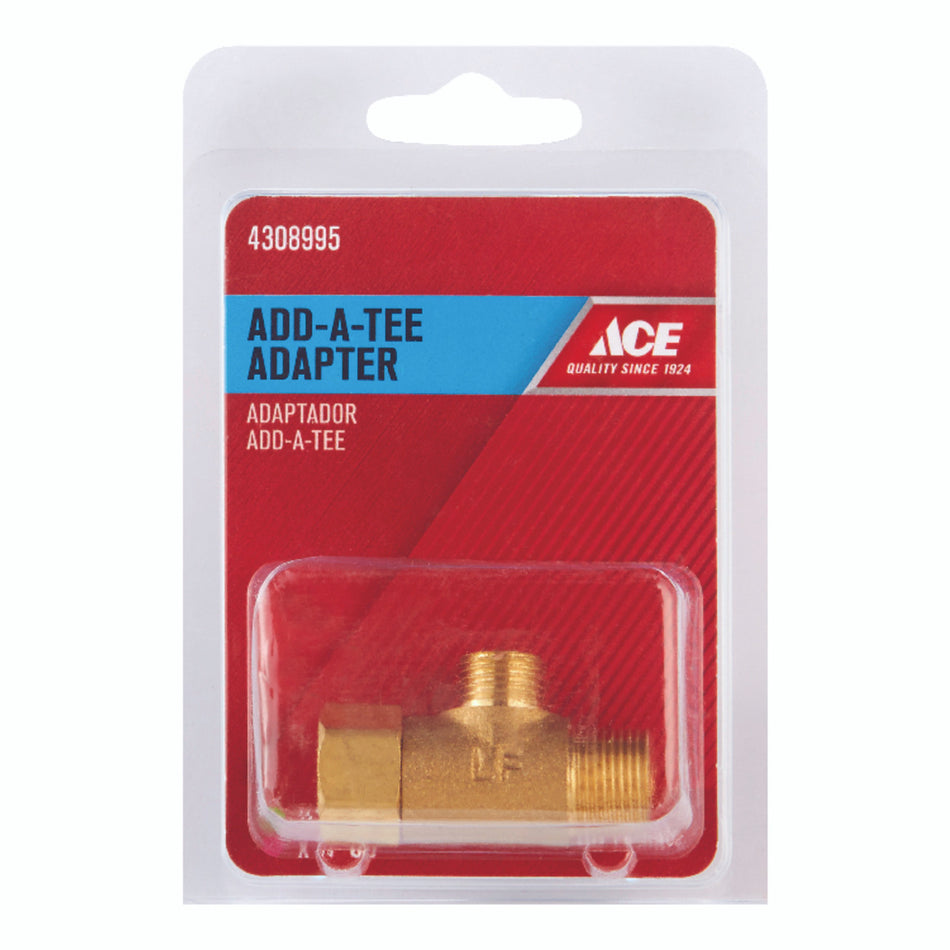 Ace Add A Tee 3/8 in. Female Compression Swivel x 1/4 in. Dia. Male Compression Brass Adapter