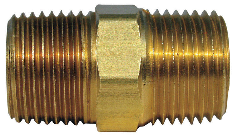 JMF 1/2 in. MPT Brass Hex Nipple