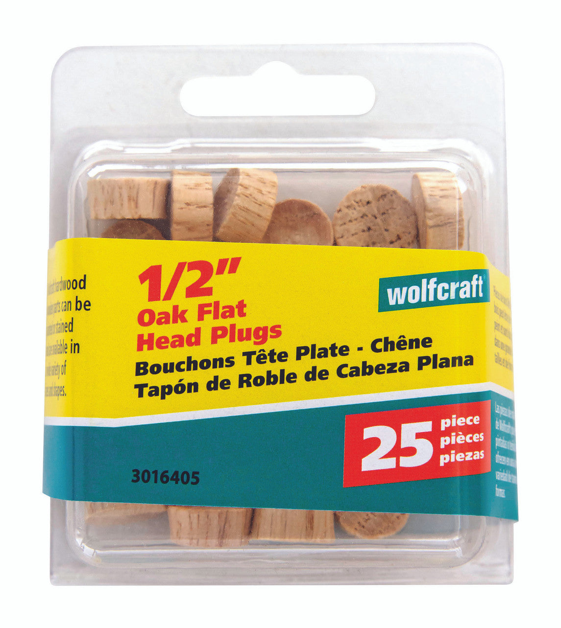 plug oak 1/2 flat head hardware