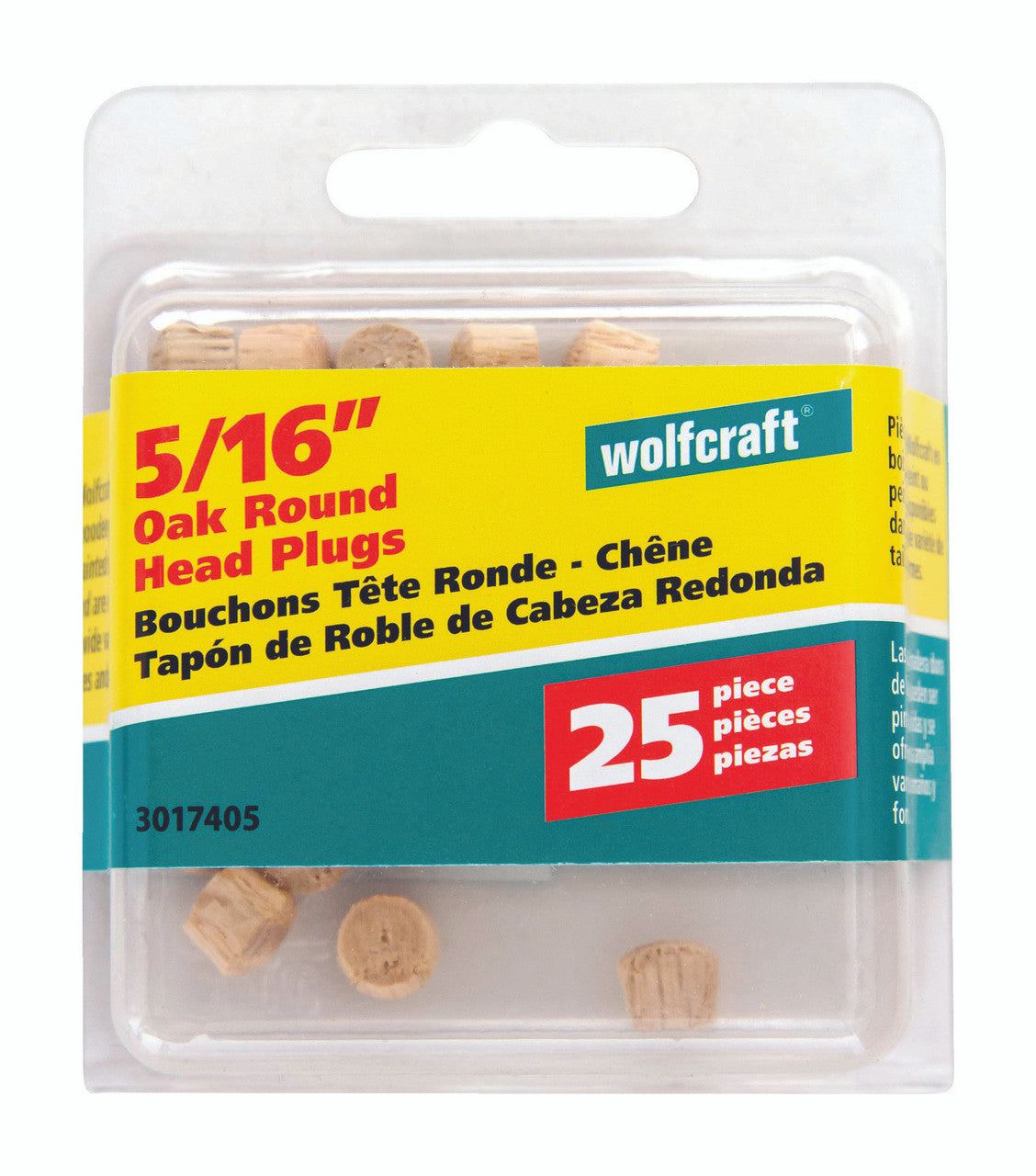 plug oak 5/16 round head hardware