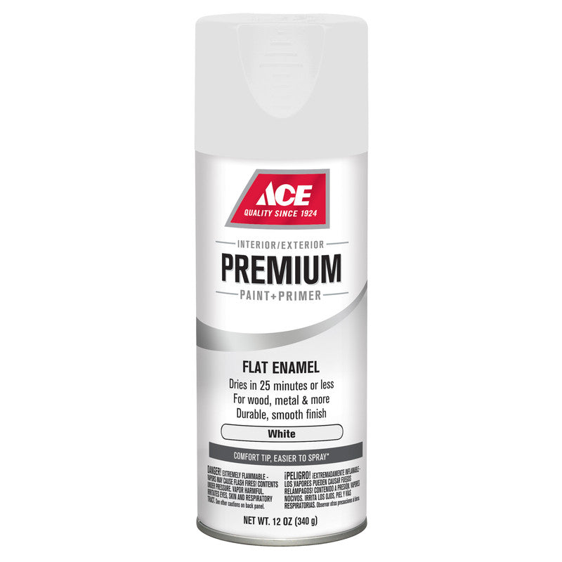 Ace Premium Flat White Enamel Spray Paint 12 ounce