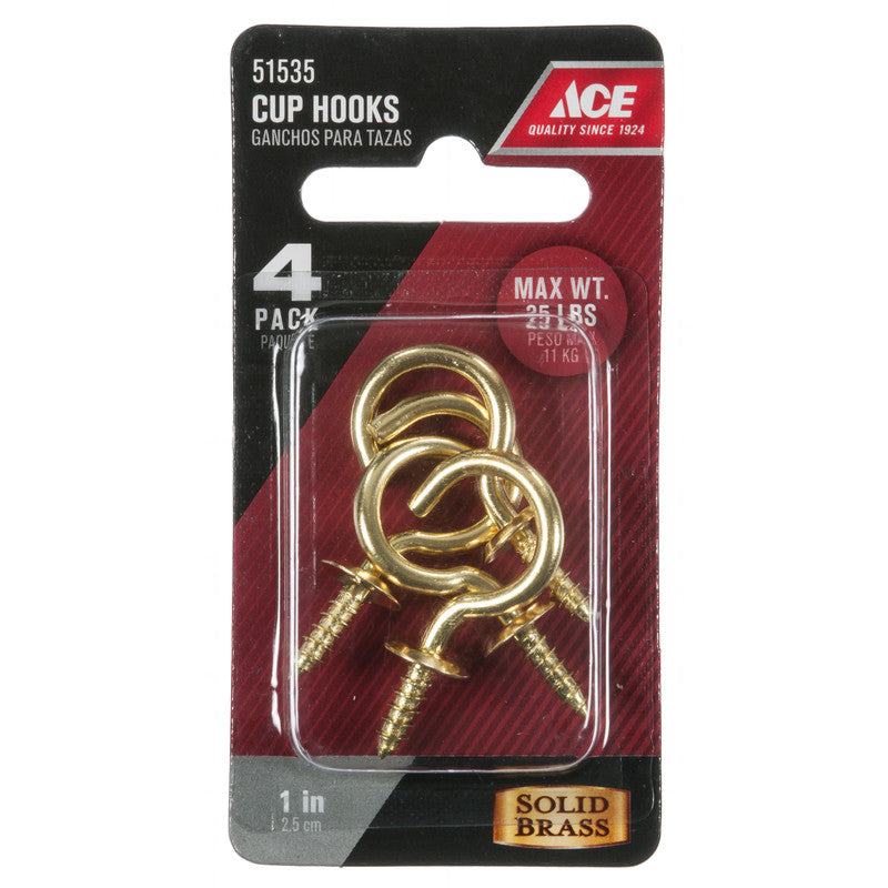 brass cup hook brass 1" cd4 hook bolt ring hardware