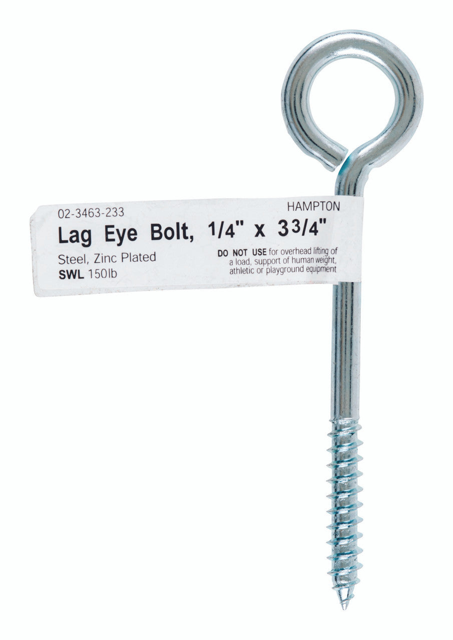 steel bolt eye lag 1/4 x 3-3/4 hook bolt ring hardware