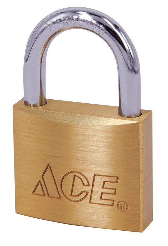 ace 1-1/16 in. h x 1-1/8 in. w x 7/16 in. l brass double locking padlock 1 pk padlock security hardware