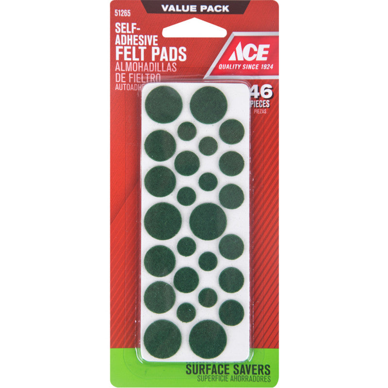 ace felt self adhesive pad green round 46 pk caster glide floor pad furniture hardware