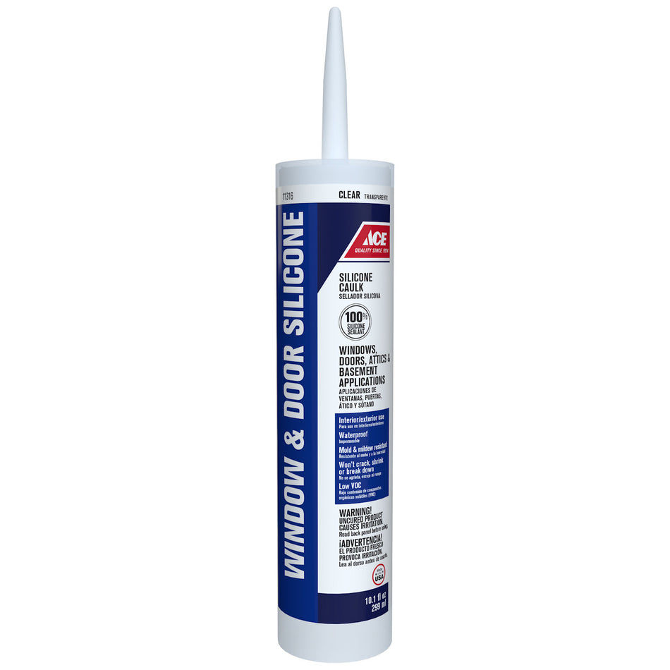 Ace Clear Silicone Window and Door Caulk Sealant 10.1 oz.