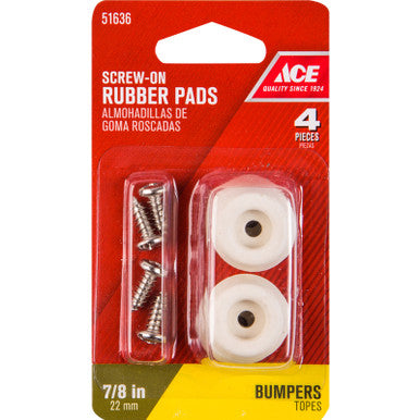 Ace Rubber Bumper Pads Off-White Round 7/8 in. W 4 pk