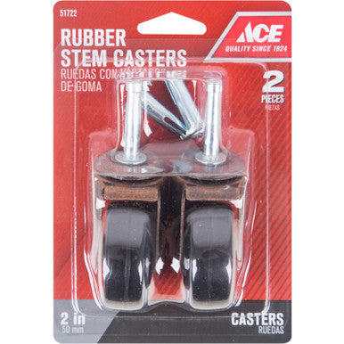 Ace 2 in. Dia. Swivel Rubber Caster 80 lb. 2 pk