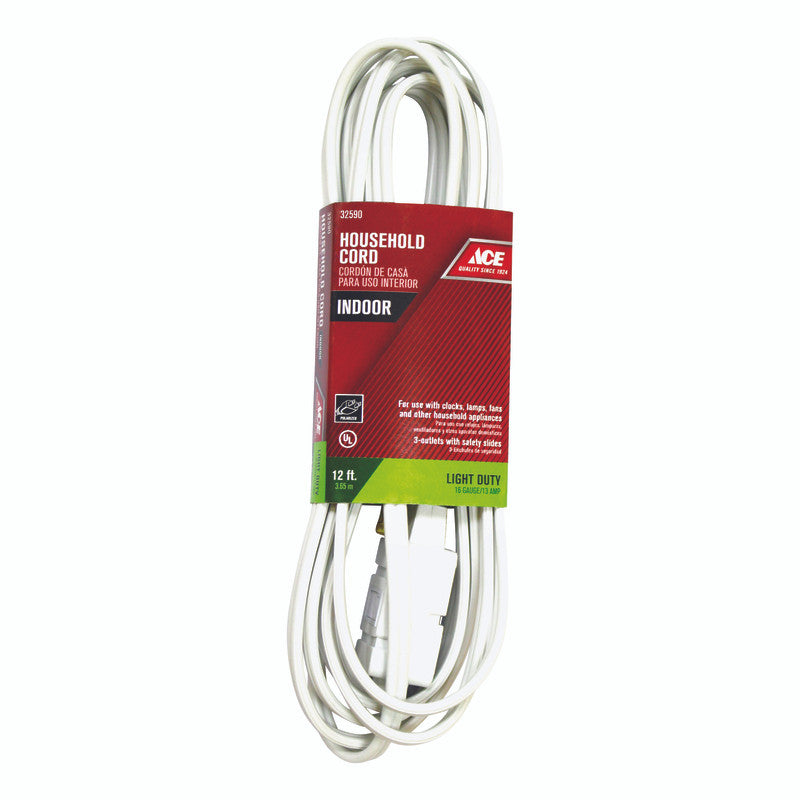 CORD EXTENSION 16/2 SPT - 2 WHITE 12 FOOT