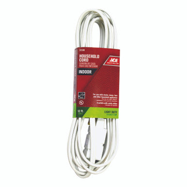 CORD EXTENSION 16/2 SPT - 2 WHITE 12 FOOT