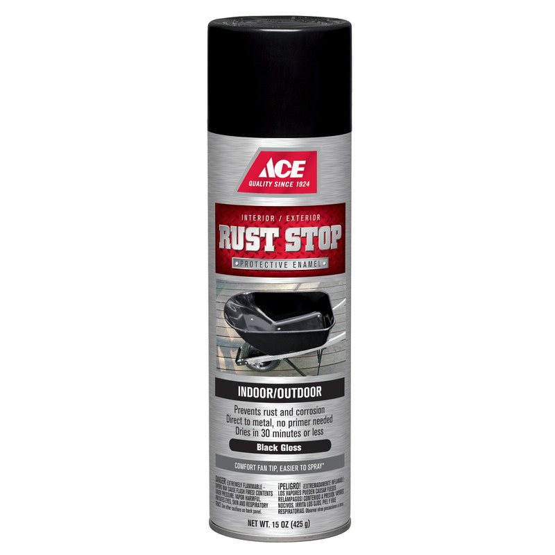 Ace Rust Stop Gloss Black Spray Paint 15 ounce