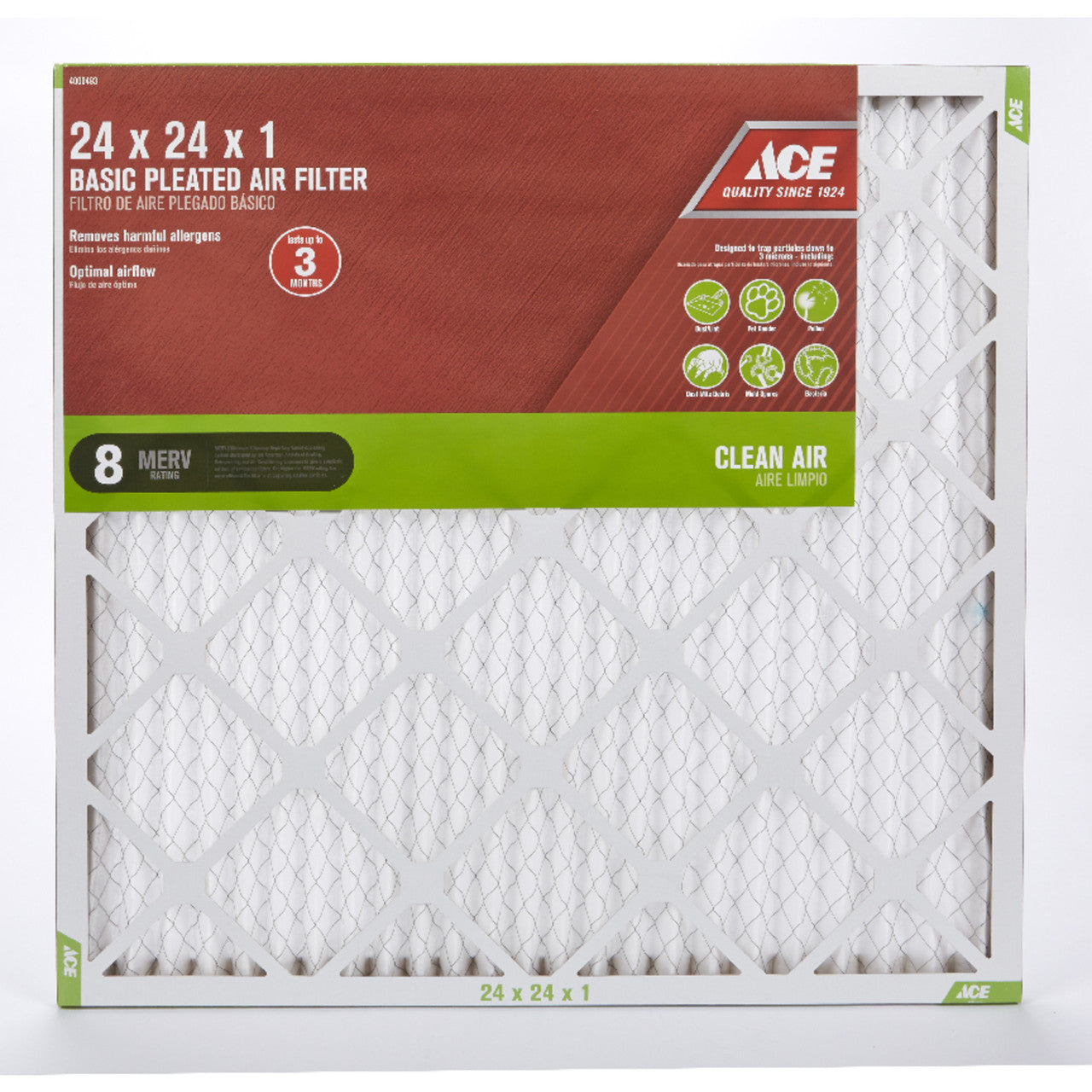 Ace 24 in. W x 24 in. H x 1 in. D 8 MERV Pleated Air Filter