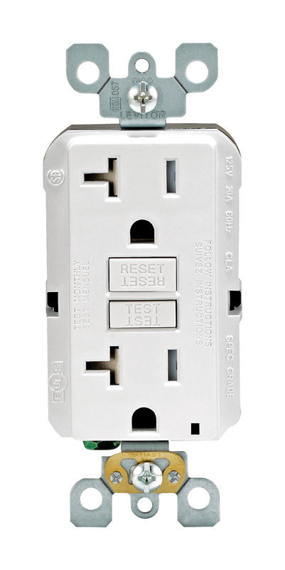 leviton 20 amps 125 volt duplex white gfci outlet 5-20r 1 pack electrical outlet receptacle 20 Amp