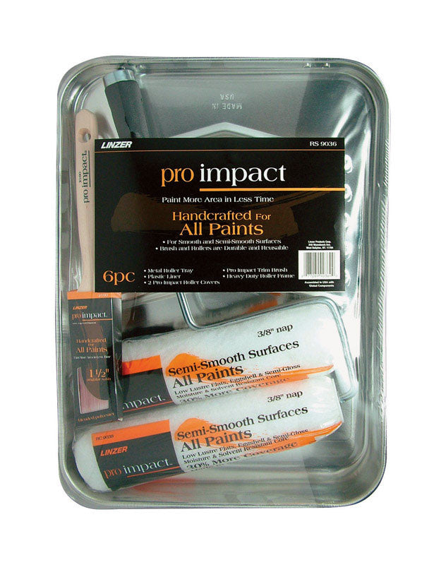 Linzer Pro Impact Metal 9 in. 9 in. Paint Tray Set