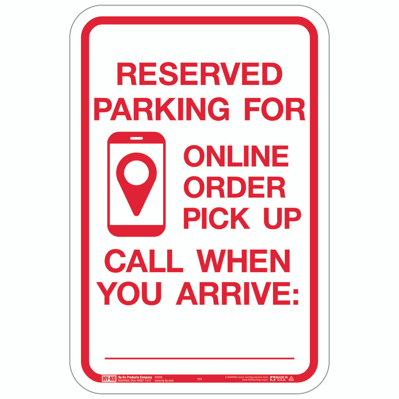 hy-ko english white informational sign 18 in. h x 12 in. w facility sign safety identification