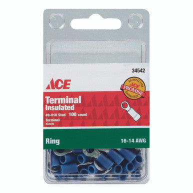 Terminal Ring Insulated 16-14 AWG 8-10 Sd
