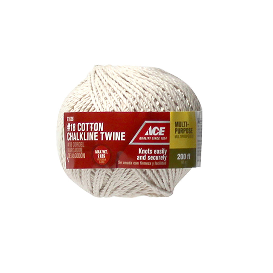 Ace #18 in. Dia. x 200 ft. L White Twisted Cotton Twine