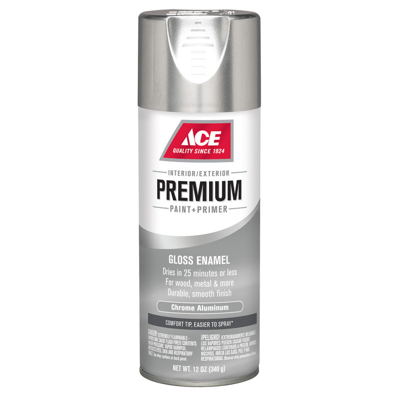 Ace Premium Gloss Chrome Aluminium Enamel Spray Paint 12 ounce