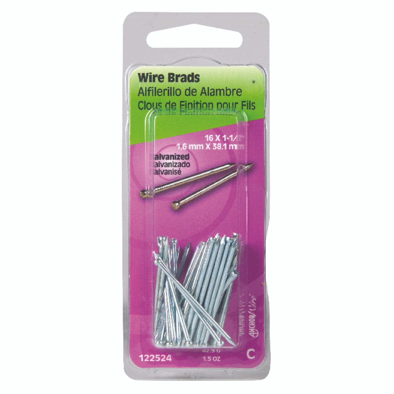 hillman 16 ga. x 1-1/2 in. l galvanized steel brad nails 1 pk 1.5 oz. hardware