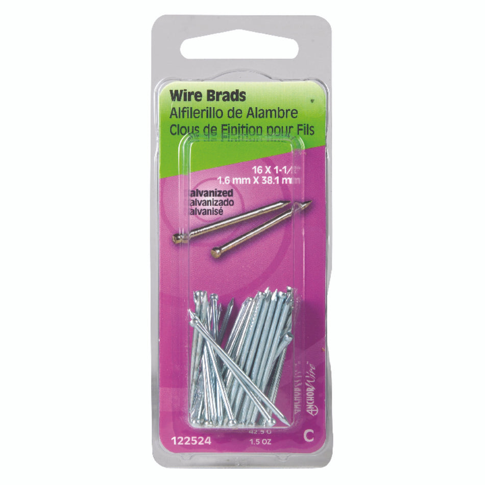 Hillman 16 Ga. x 1-1/2 in. L Galvanized Steel Brad Nails 1 pk 1.5 oz.