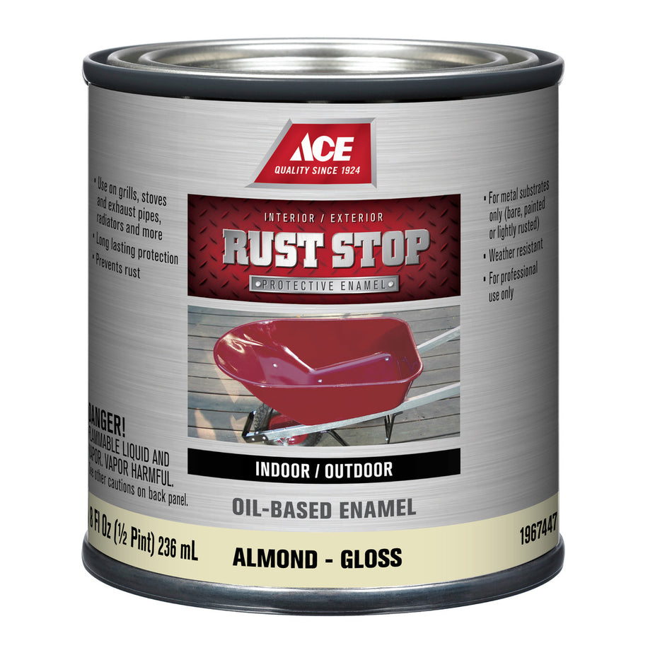 Ace Rust Stop Indoor and Outdoor Gloss Almond Rust Prevention Paint 1/2 pt.