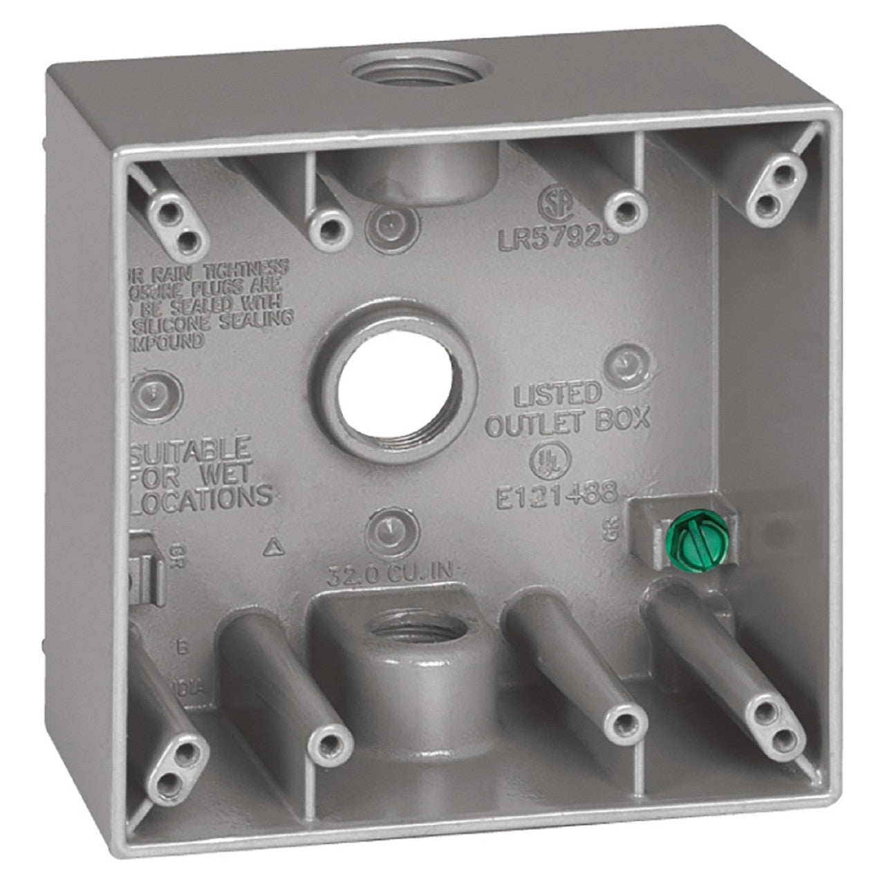 outlet box 2 gauge 3h 3/4 gray electrical box 