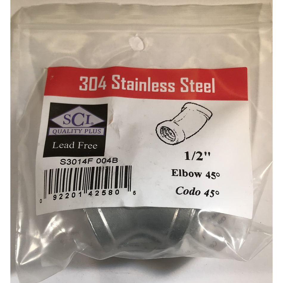 Smith-Cooper stainless steel elbow 1/2 NPT threaded industrial