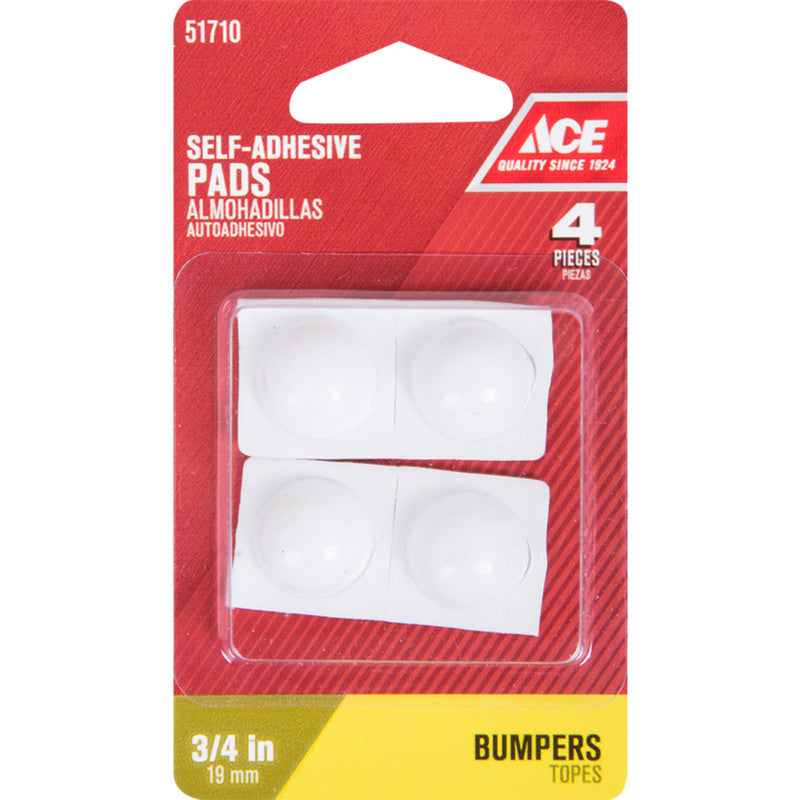 ace vinyl self adhesive bumper pads white round 3/4 in. w 4 pk caster glide floor pad furniture hardware