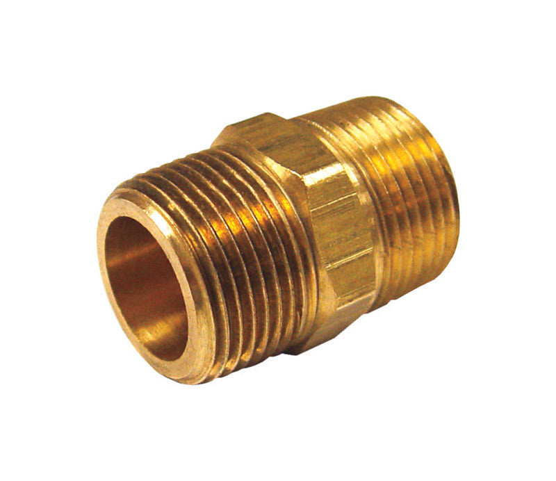 JMF 1/2 in. MPT x 3/8 in. Dia. MPT Brass Reducing Hex Nipple