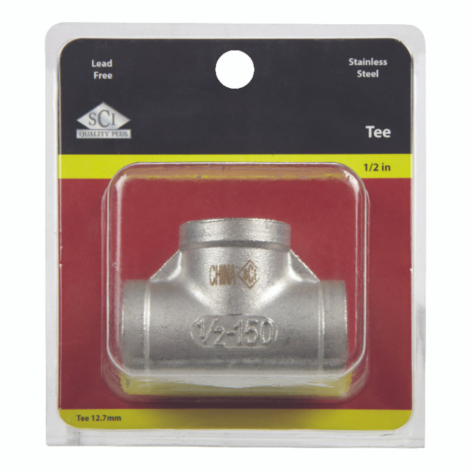 Smith-Cooper stainless steel tee 1/2 NPT threaded industrial