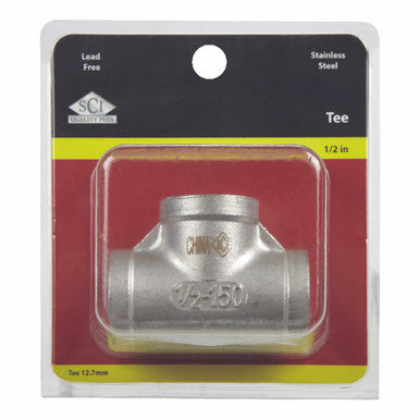 Smith-Cooper 1/2 in. FPT x 1/2 in. Dia. FPT Stainless Steel Tee