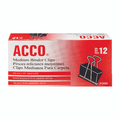 Clips Binder Medium 12 Count