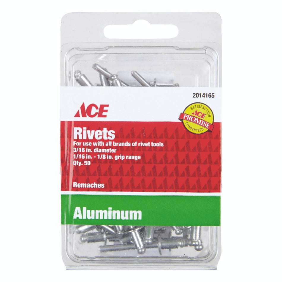 RIVET ALUMINIUM 3/16 X 1/8 ACE 50 PACK