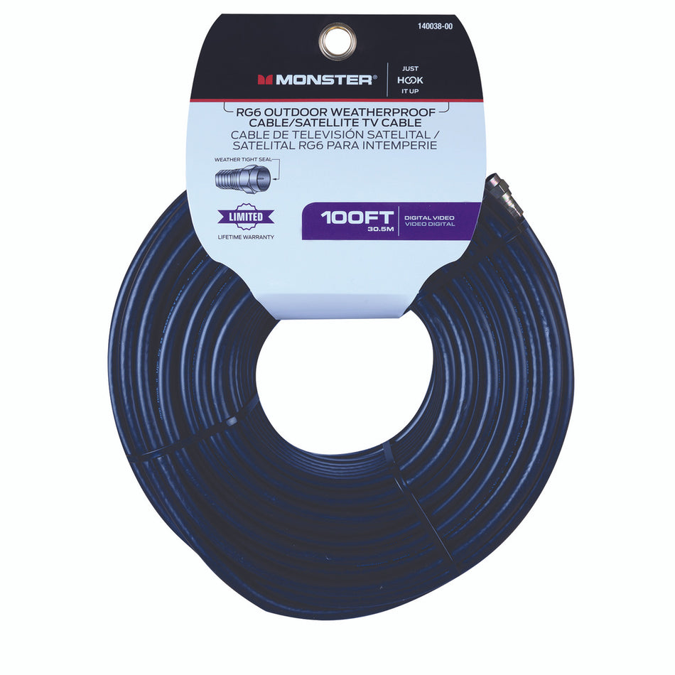 CABLE COAXIAL RG6 100 FOOT BLACK