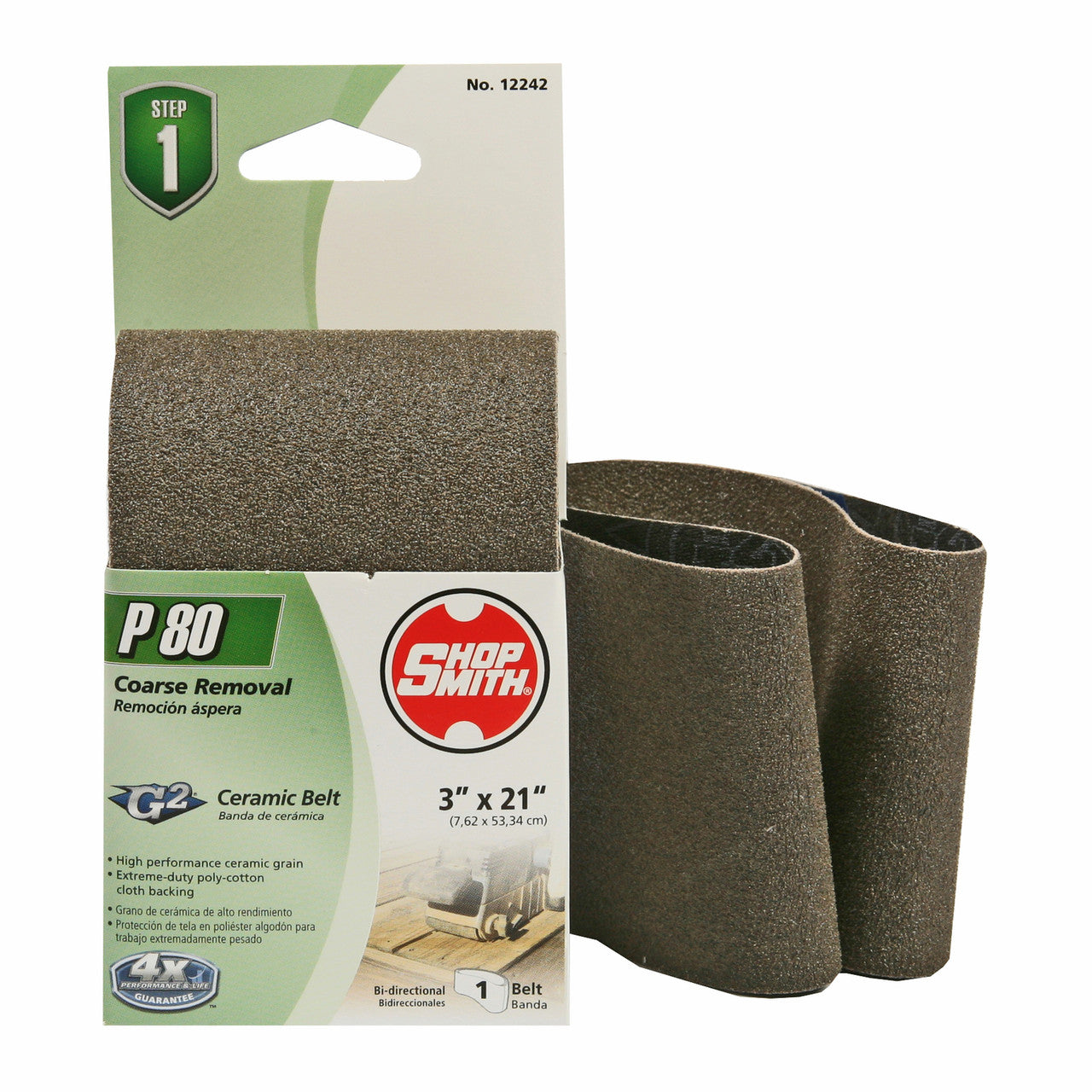 ceramic sanding belt 21 in. x 3 in. 80 grit medium abrasive sanding