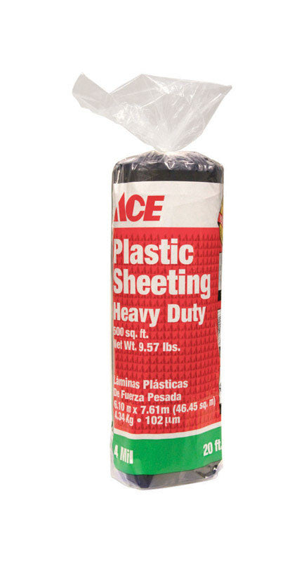 ACE Plastic Sheeting 4 mil x 20 ft. W x 25 ft. L Polyethylene Black