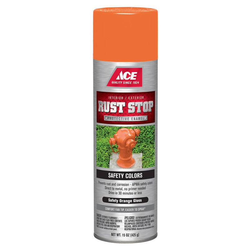 Ace Rust Stop Gloss Safety Orange Spray Paint 15 ounce