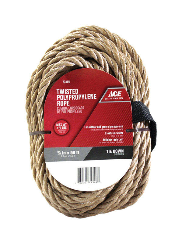 polypropylene rope twine 3/8 in. 50 ft. utility