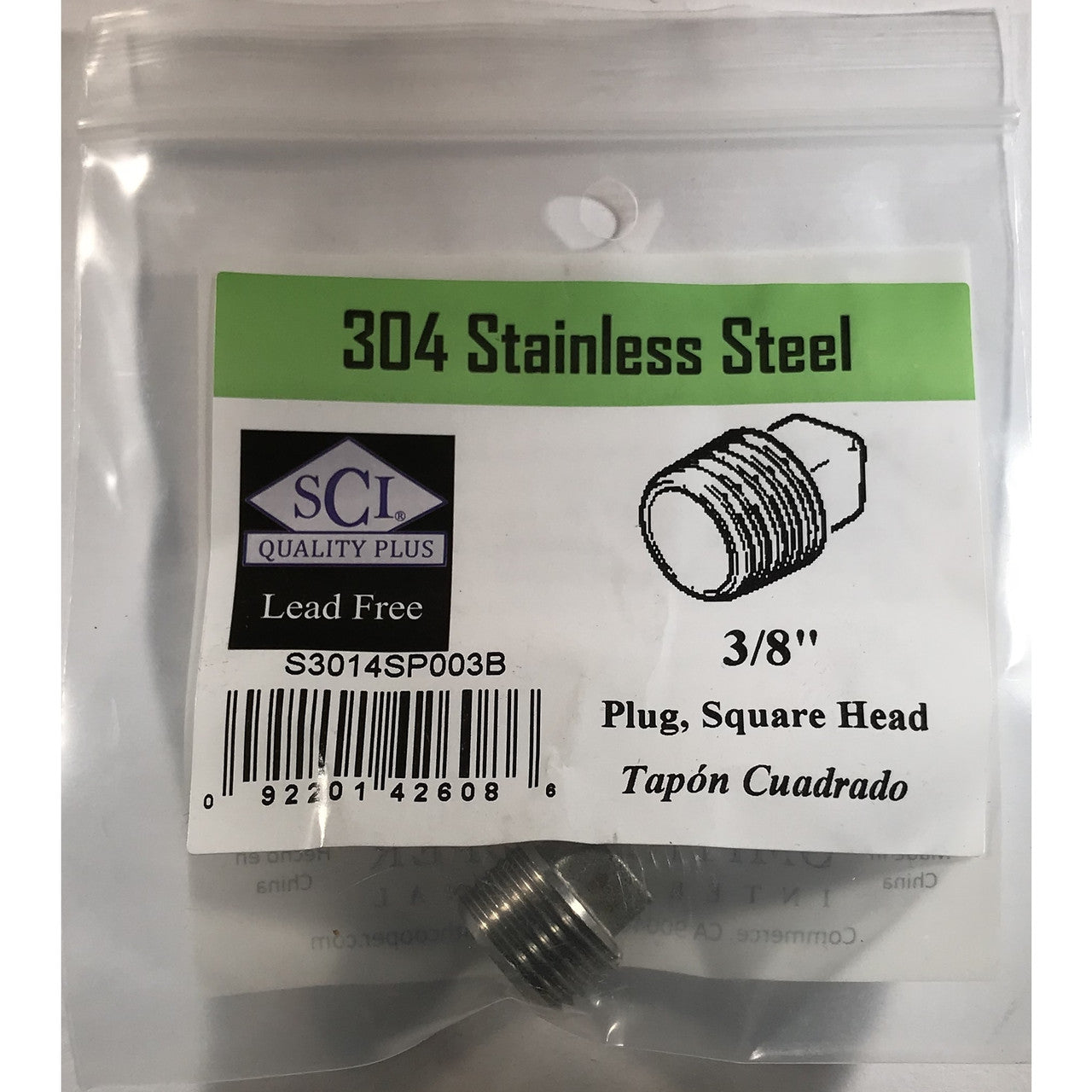 Smith-Cooper stainless steel tee 3/8 NPT threaded industrial