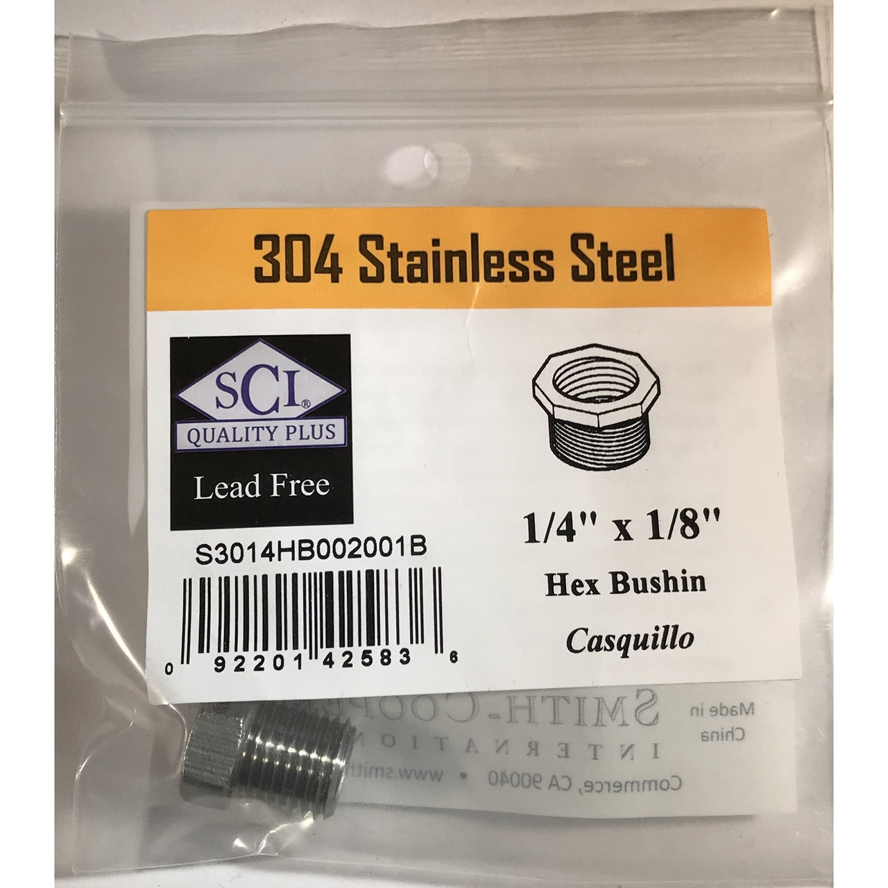 Smith-Cooper stainless steel tee 1/4 NPT threaded industrial