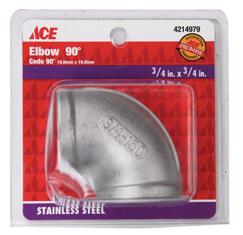 Smith-Cooper 3/4 in. FPT x 3/4 in. Dia. FPT Stainless Steel 90 Degree Elbow