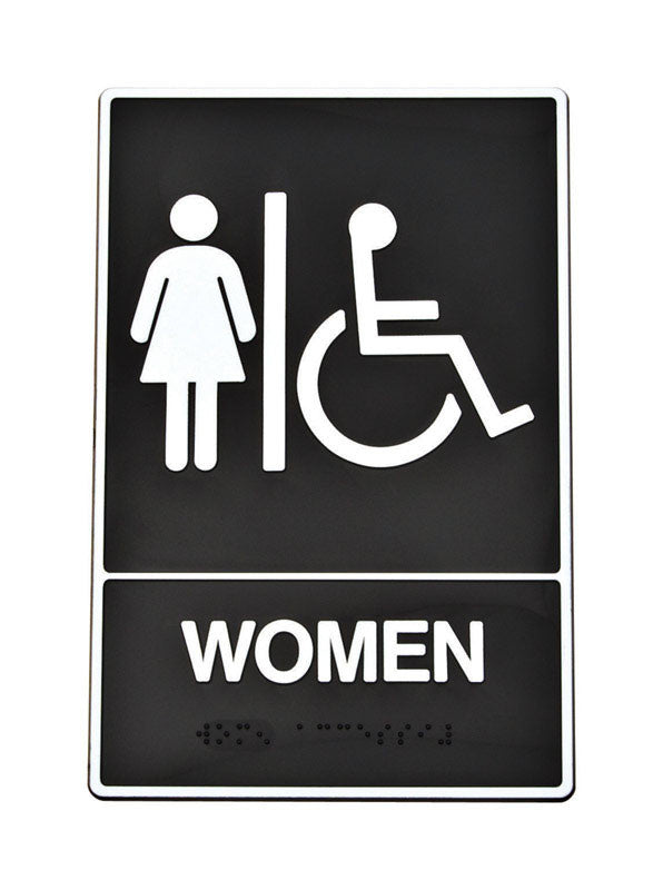 hy-ko english black informational braille sign 9 in. h x 6 in. w facility sign safety identification