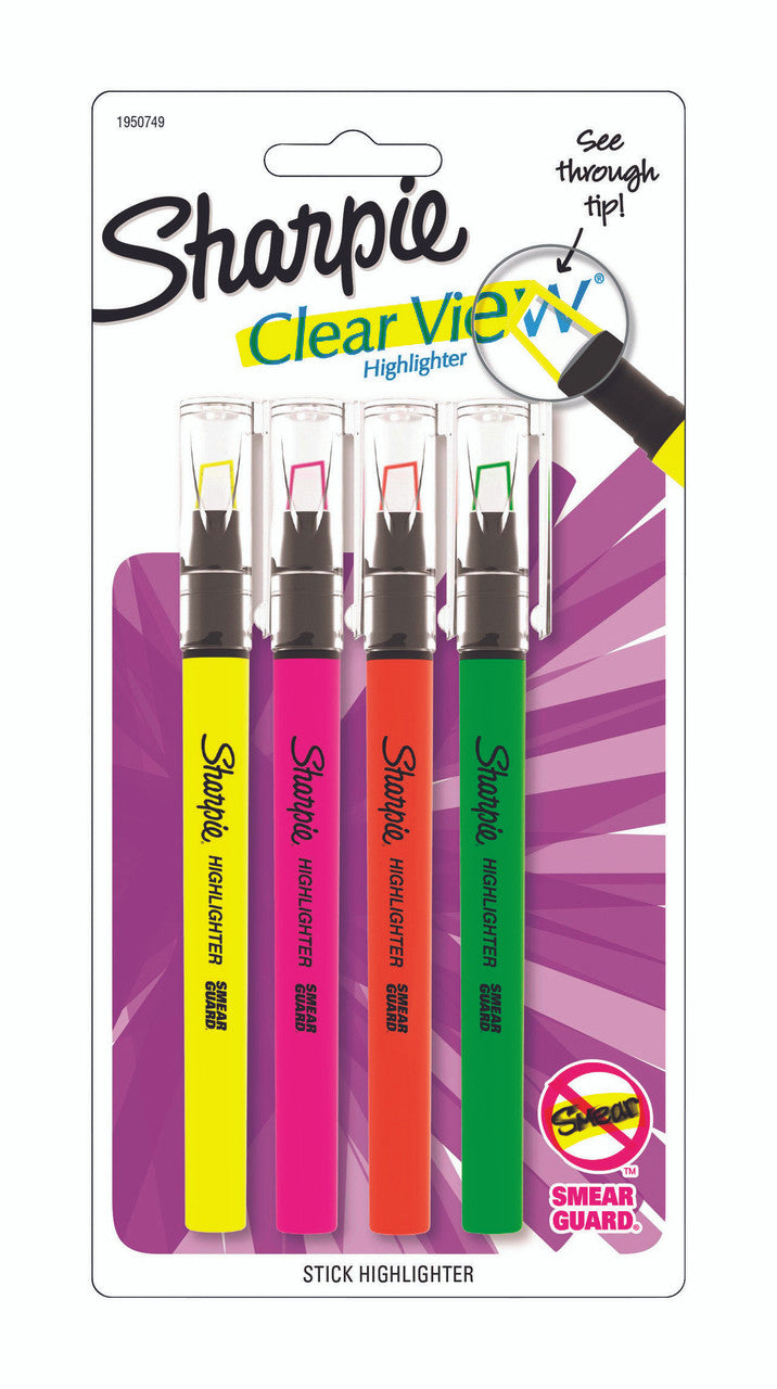 STICK HIGHLIGHTER ASSORTED 4 PACK